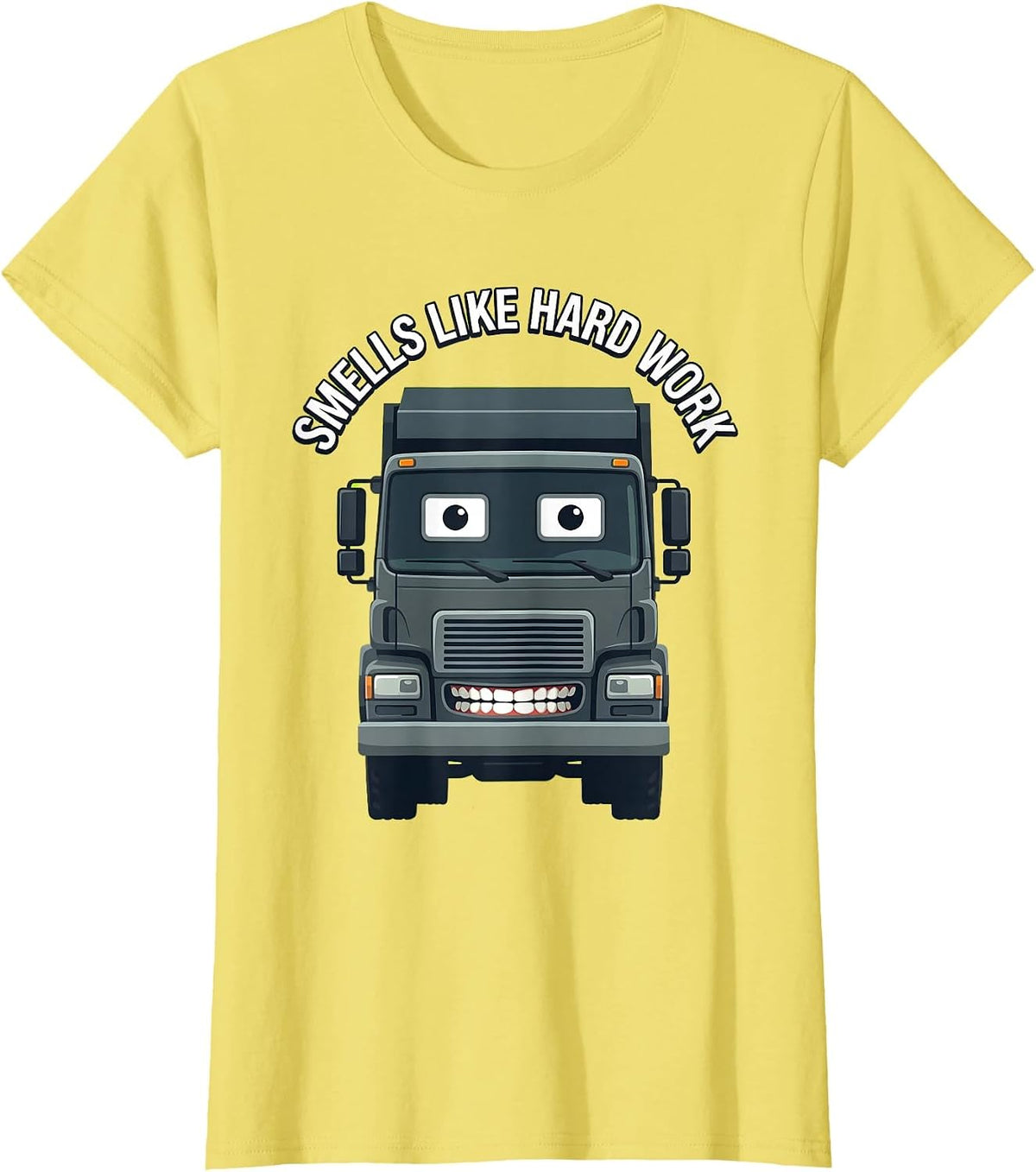 Trash Truck Smells Like Hard Work Design T-Shirt - Lemon Yellow