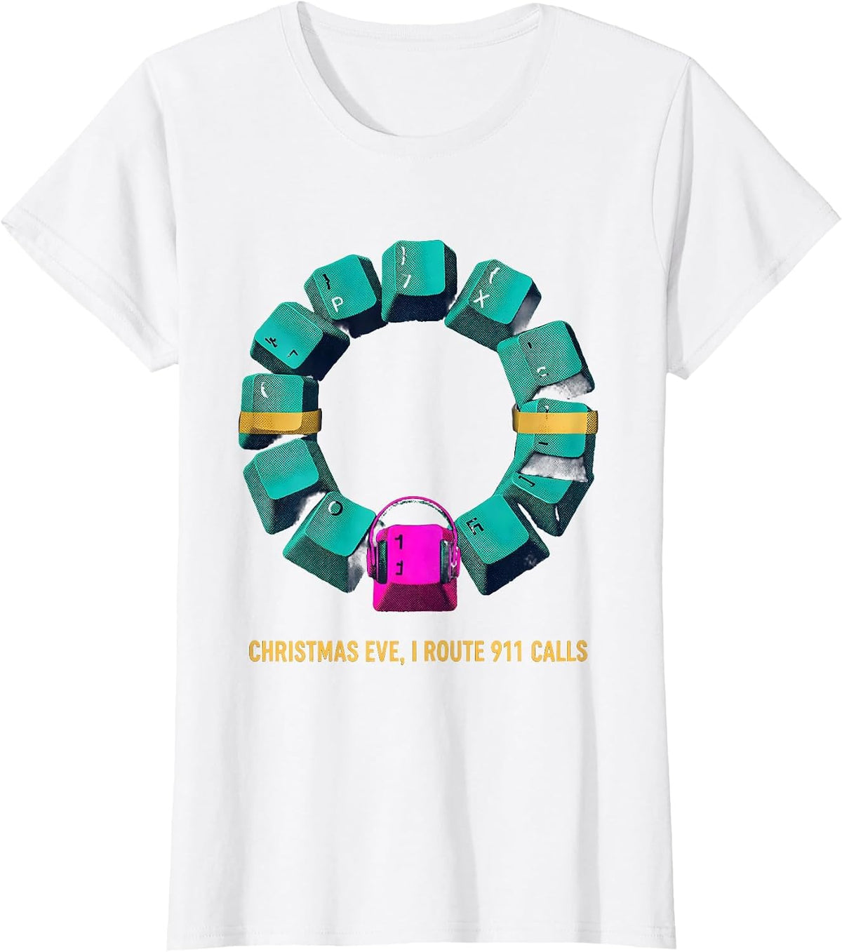 Women's Christmas Eve, I Route 911 Calls Funny 911 Dispatcher T-Shirt - White