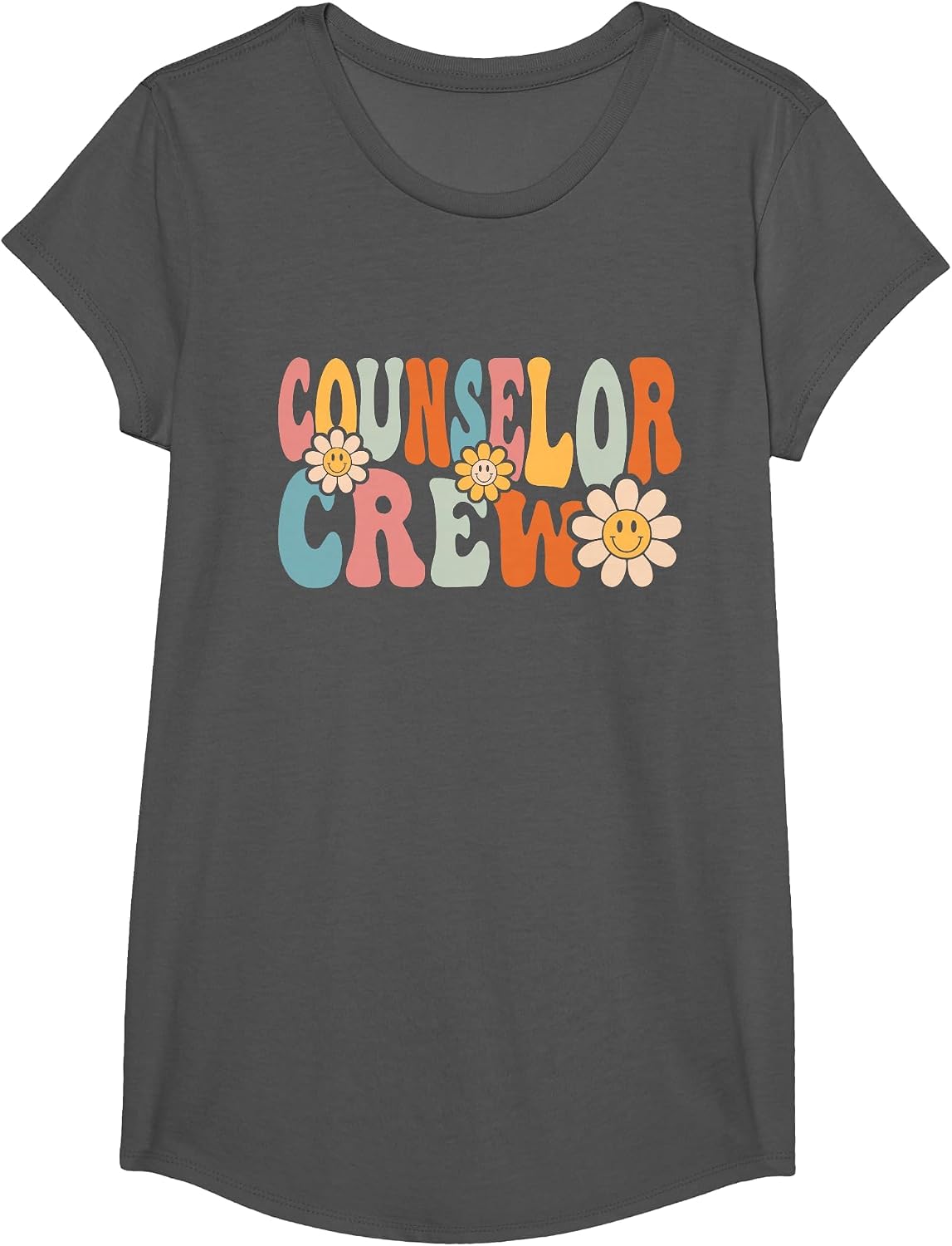 Counselor Crew Shirt Funny Back to School Teachers Students T-Shirt - Girls Asphalt Grey