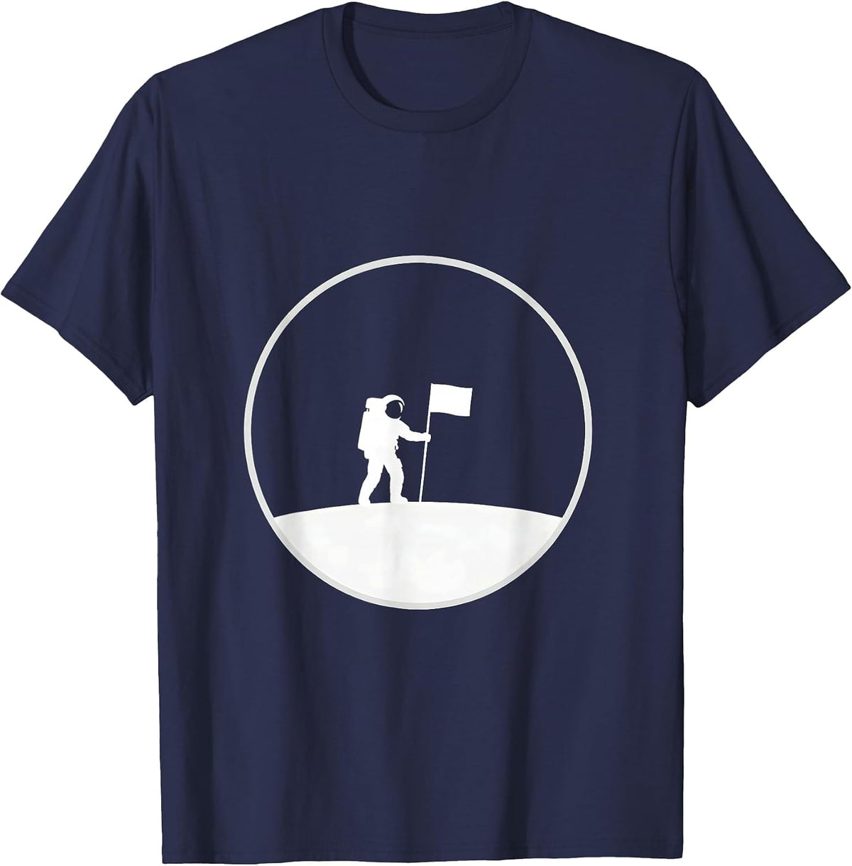 Astronaut Planting Flag on Moon Surface T-Shirt - Navy Blue