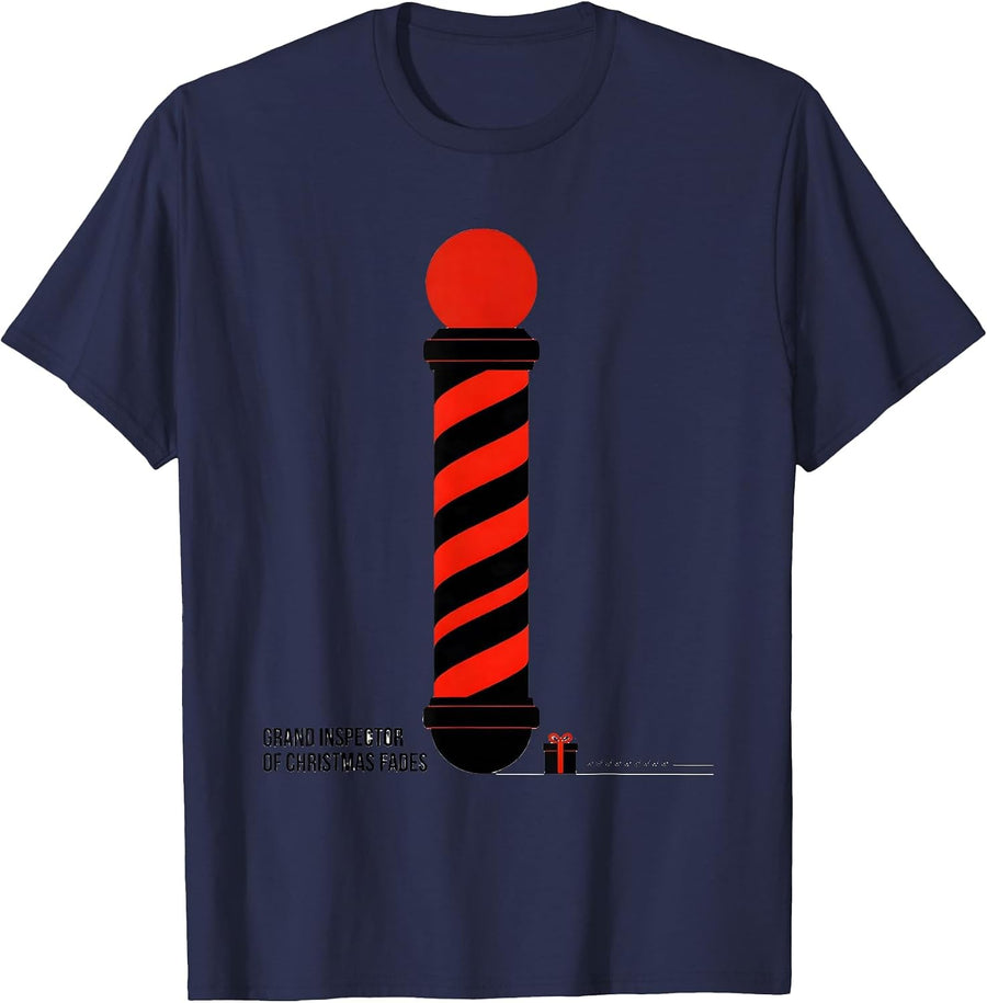 Grand Inspector Of Christmas Fades Funny Barber Hairstylist T-Shirt - Navy Blue