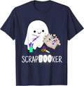 Cute Ghost Halloween Scrapbook Arts Crafts T-Shirt - Navy Blue