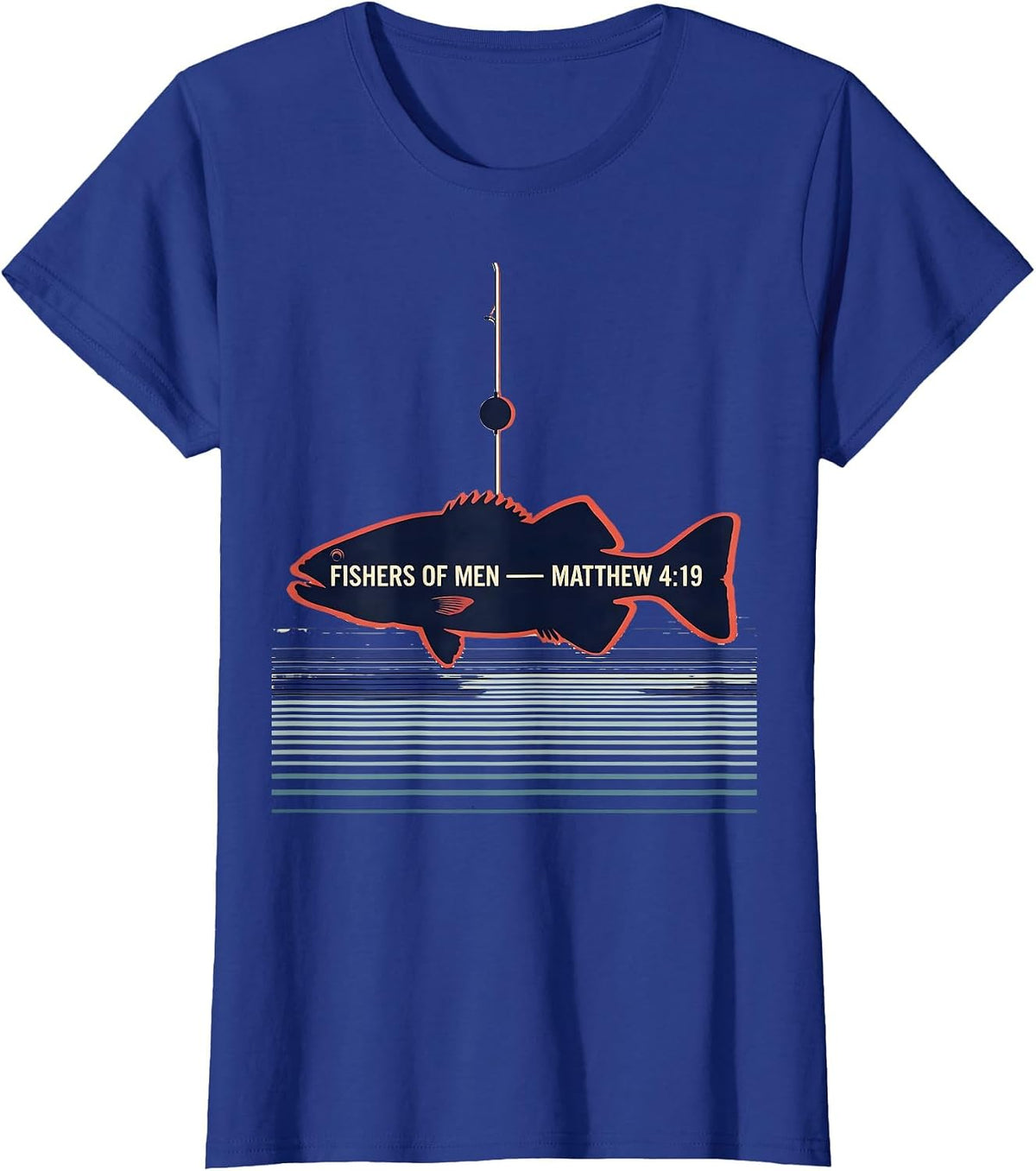 Women's Fishers Of Men Matthew 4:19 Bass Silhouette Christian T-Shirt - Royal Blue