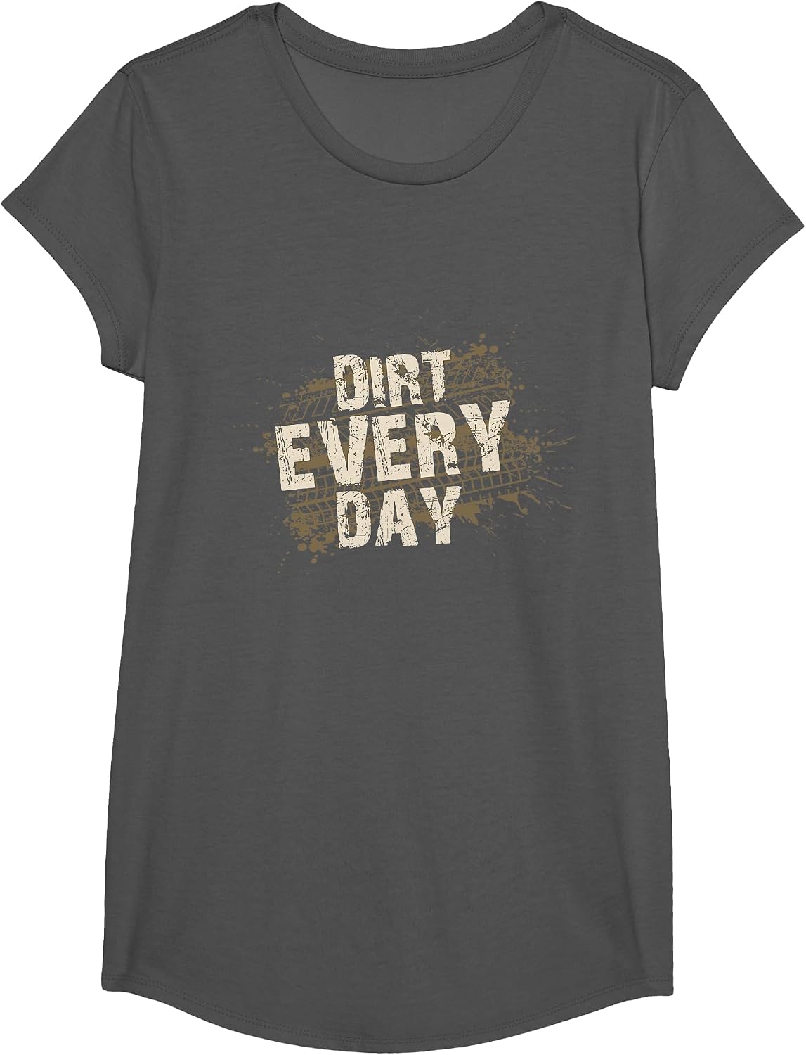 Dirt Every Day - Dirt Track Racing Design T-Shirt - Girls Asphalt Grey