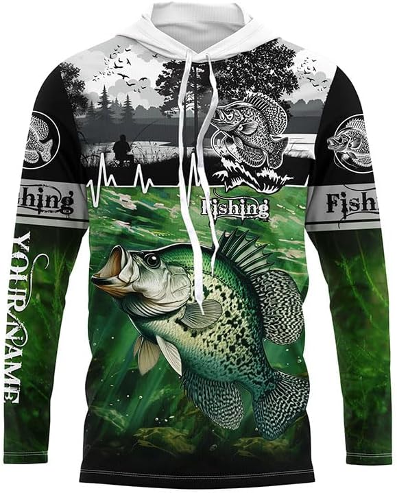 Crappie Fishing UV Protection Custom Name Long Sleeves Fishing Shirts for Men, Women, Kid, Crappie Fishing Jersey - Long
