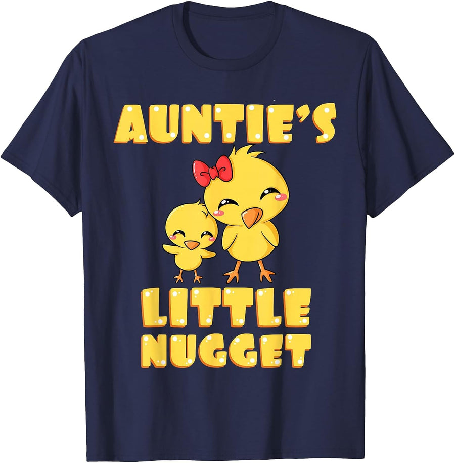 Auntie's Little Nugget Chicken Lover Tita Tia Nuggies Auntie T-Shirt - Navy Blue