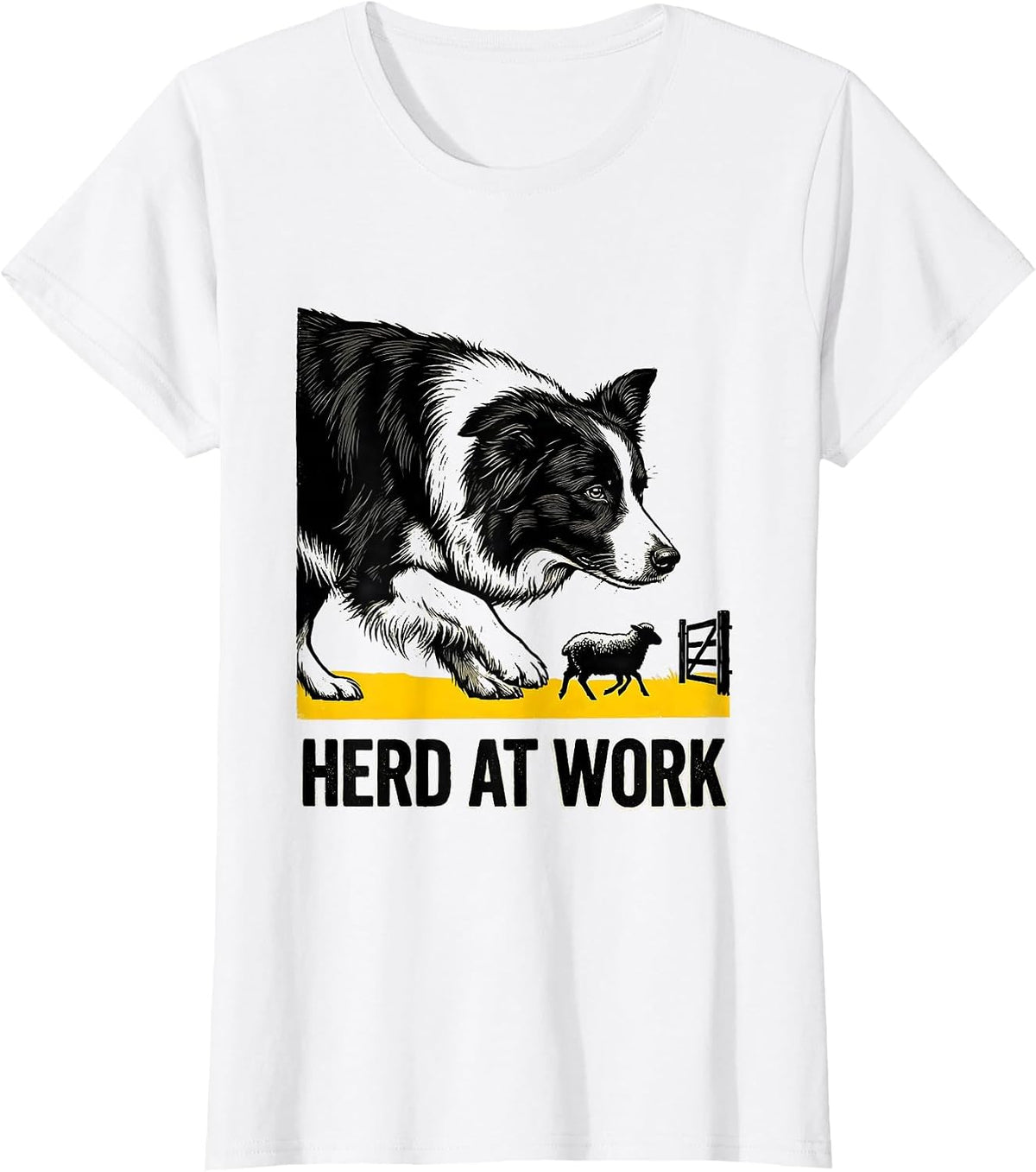 Herd At Work Funny Border Collie Dog Lover Humor T-Shirt - White