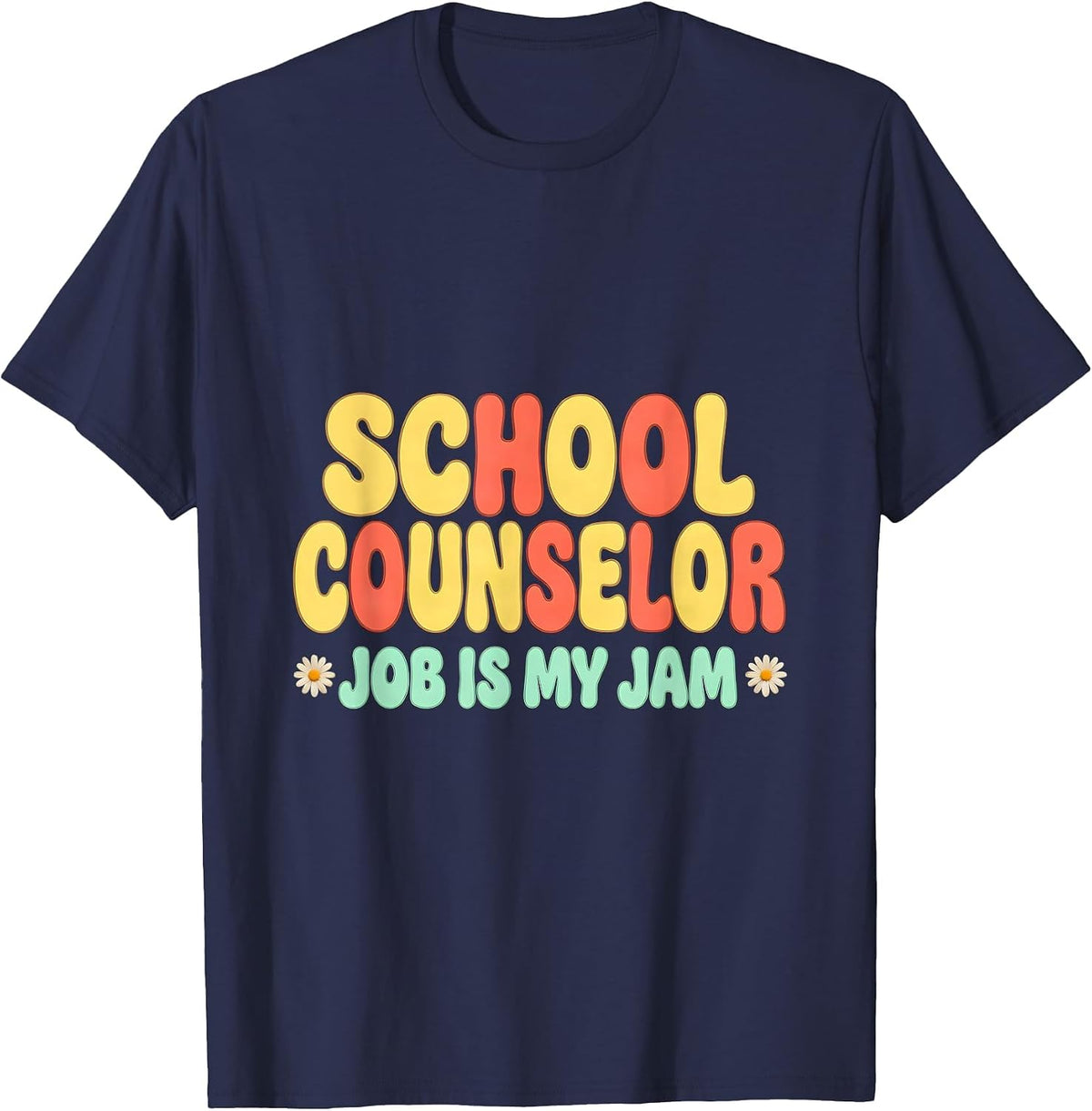 School Counselor Job Is My Jam Groovy Retro Workplace Pride T-Shirt - Navy Blue