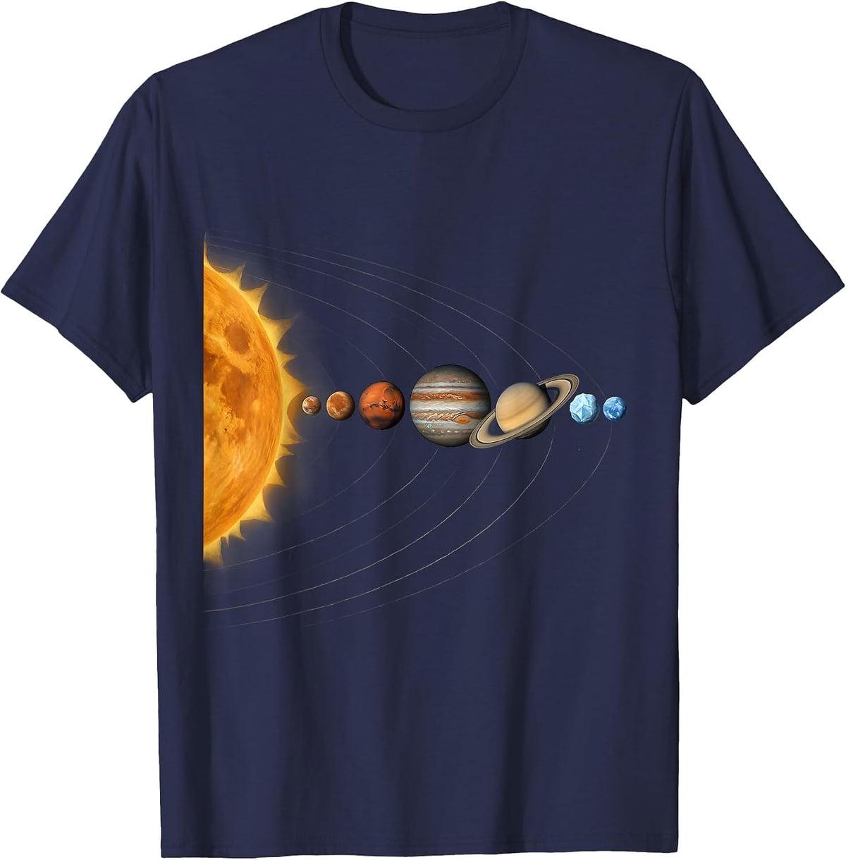 Men's Solar System Planets Sun Space Science Humor T-Shirt - Navy Blue