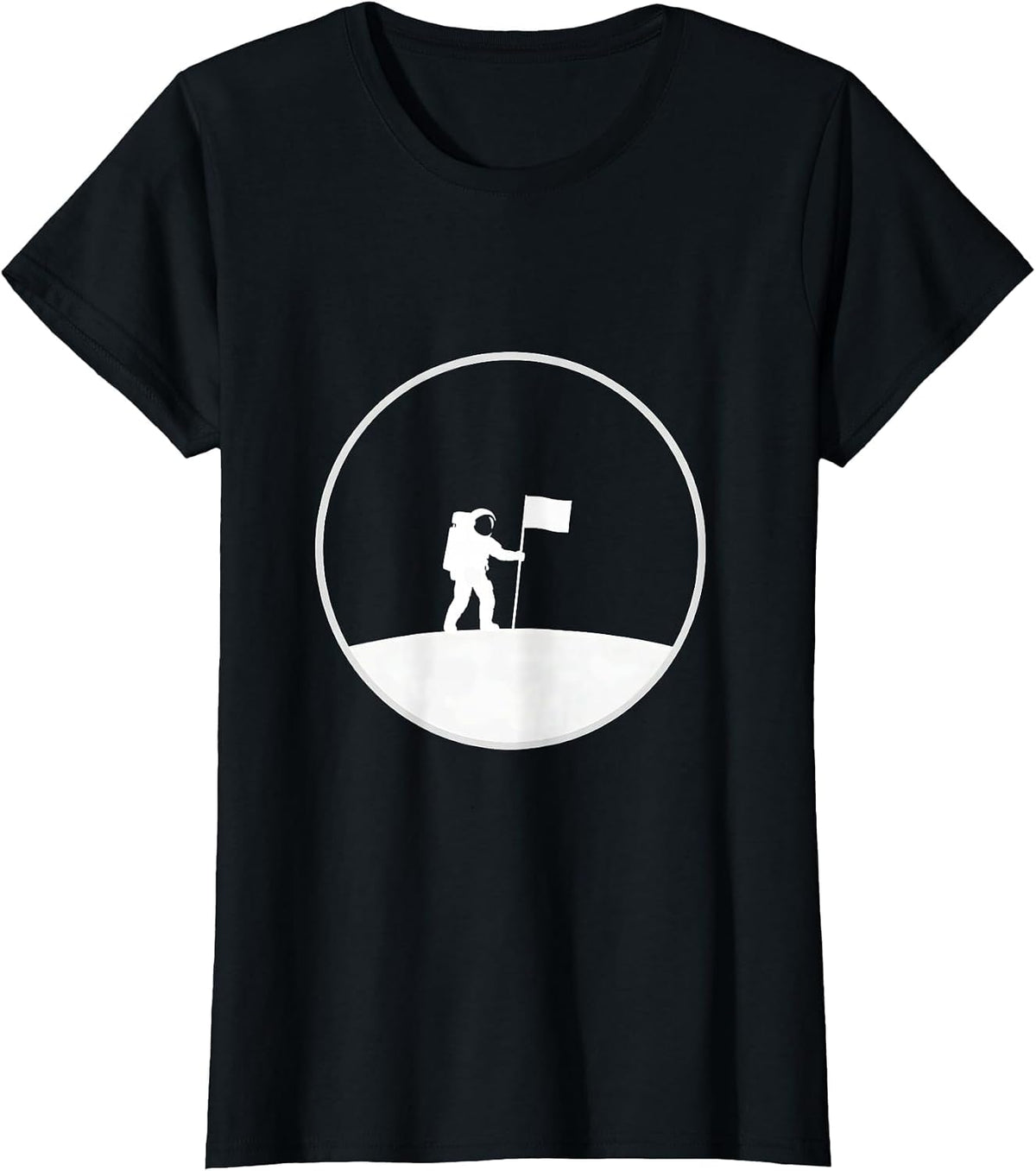 Astronaut Planting Flag on Moon Surface T-Shirt - Black