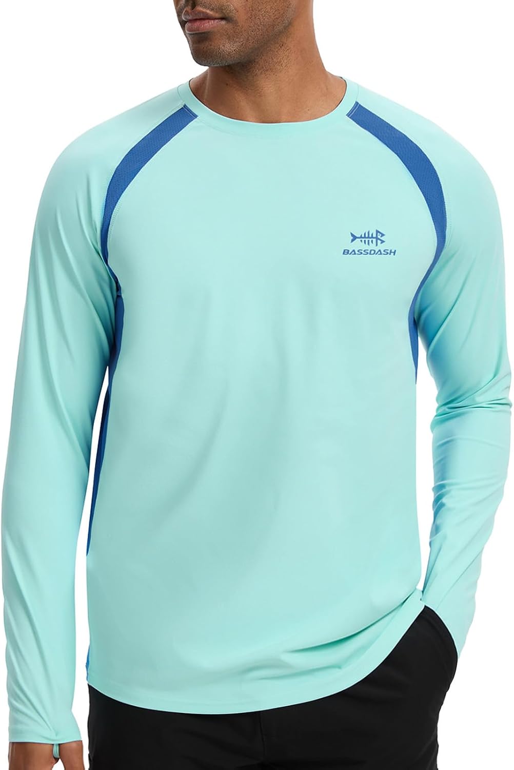 BASSDASH Men's UPF 50+ Wrinkle-Free Fishing Shirt Long Sleeve Casual Tee with Breathable Mesh for Hiking Running SR01M -