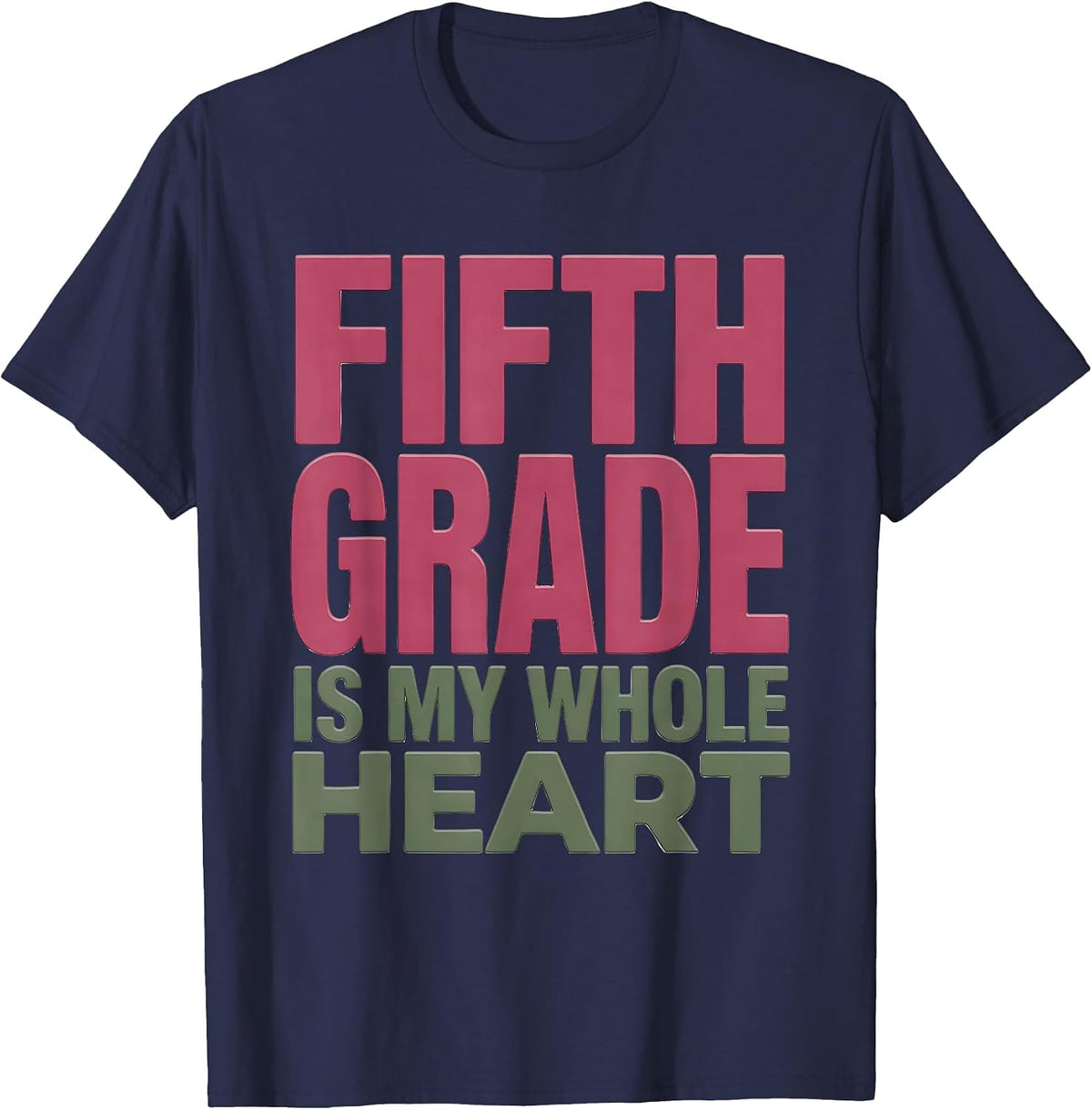 Fifth Grade Is My Whole Heart Cute Goose Teacher Back To T-Shirt - Navy Blue