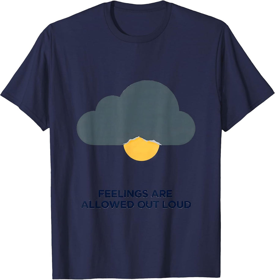 Feelings Are Allowed Out Loud School Counselor Mental Health T-Shirt - Navy Blue