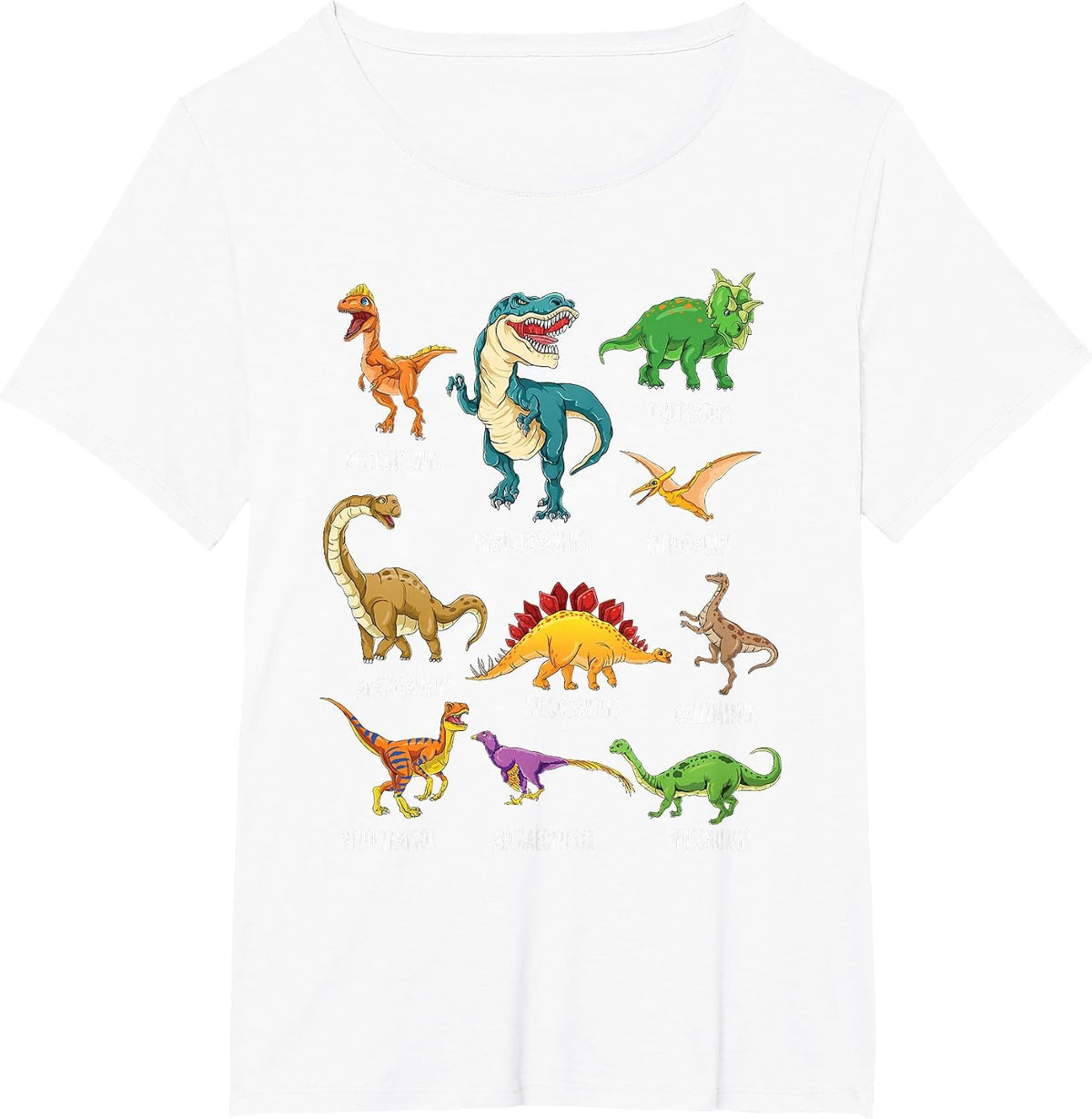 Types of Dinosaurs Graphics Dino Identification T-Shirt - White