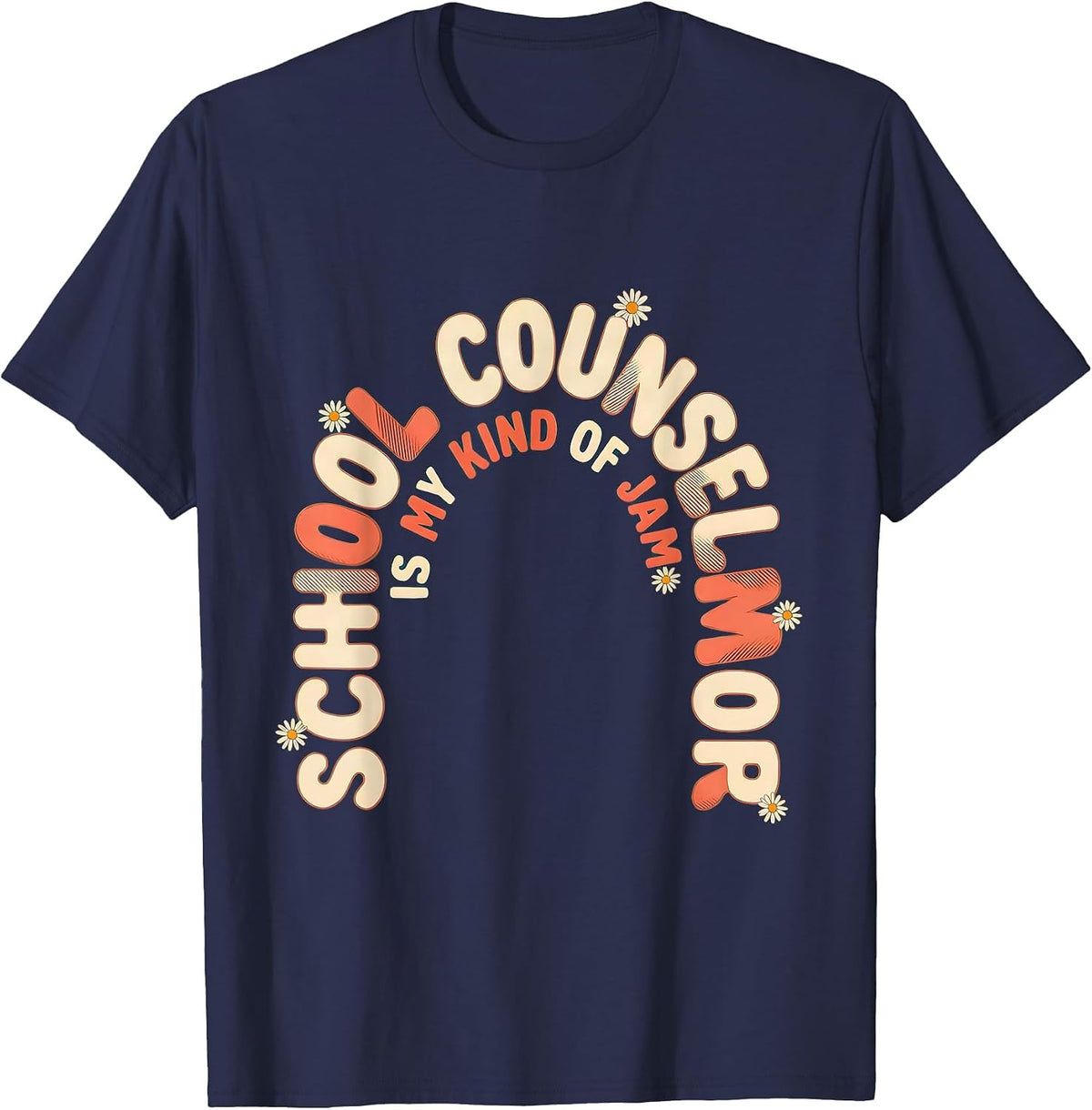 School Counselor Is My Kind Of Jam Groovy Retro Pride T-Shirt - Navy Blue