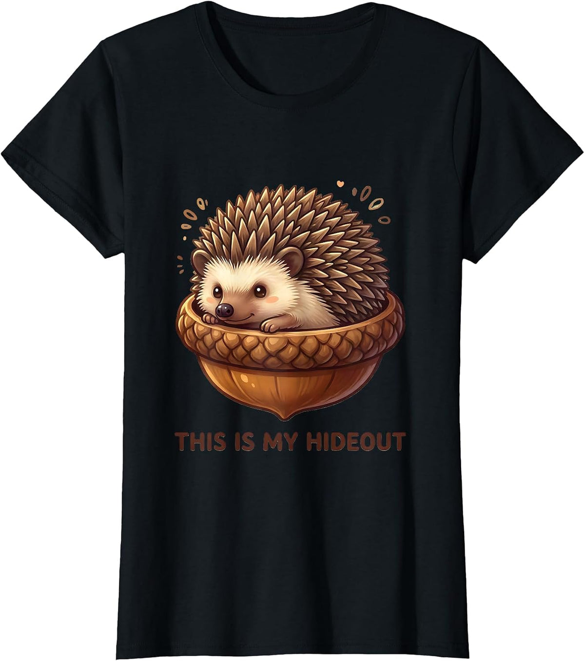 Women's This Is My Hideout Cute Kawaii Hedgehog Lover Gift T-Shirt - Black