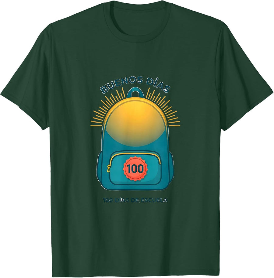 Men's Buenos días, 100 días de escuela Spanish Teacher 100th Day T-Shirt - Dark Green