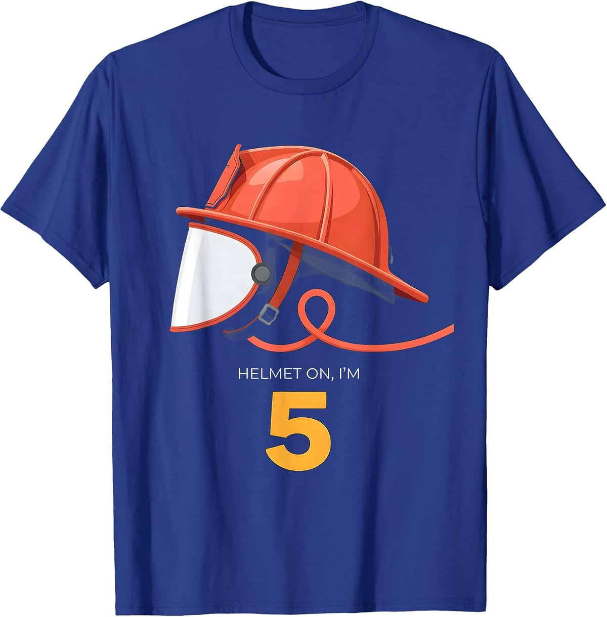 Men's Helmet On Im 5 Firefighter Kids Birthday Toddler Boy T-Shirt - Royal Blue