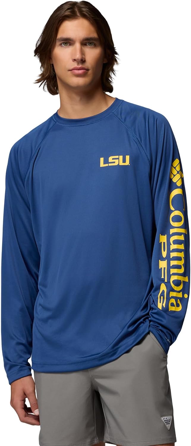 Columbia Men's Collegiate Terminal Tackle Long Sleeve Shirt - Lsu - Carbon
