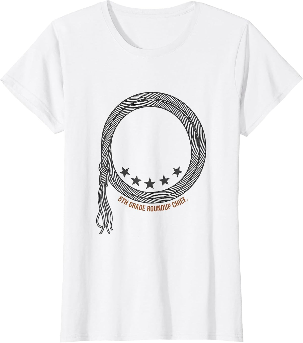 Women's 5th Grade Roundup Chief Western Cowgirl Teacher Back T-Shirt - White