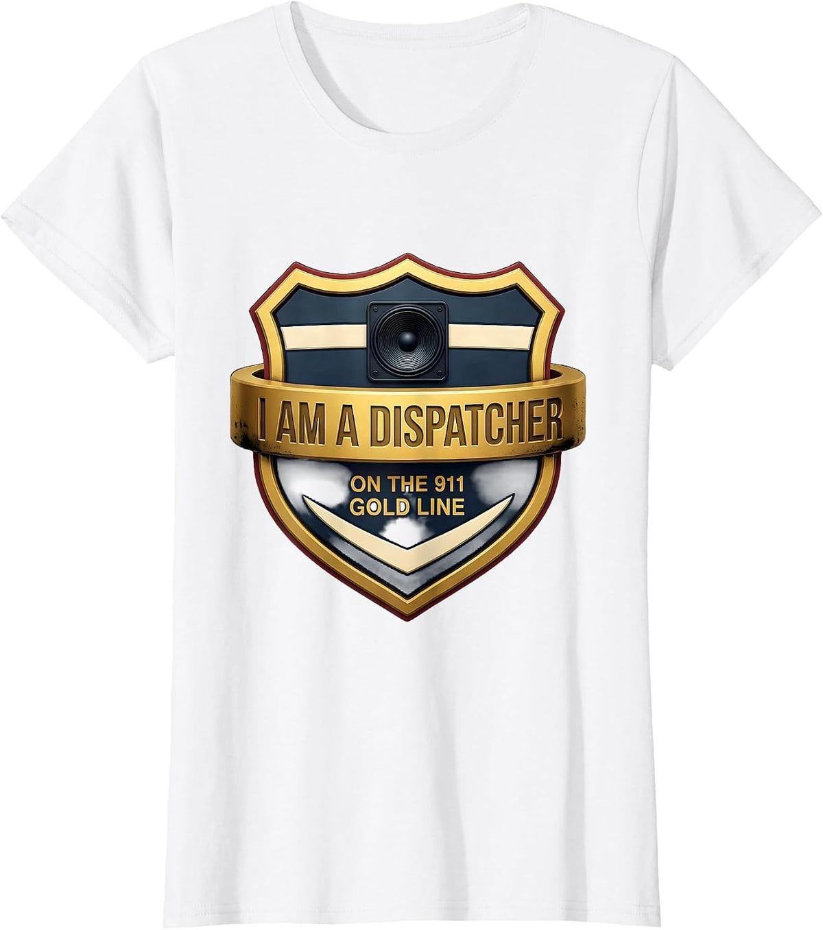 Women's I Am A Dispatcher On The 911 Gold Line First Responder Hero T-Shirt - White