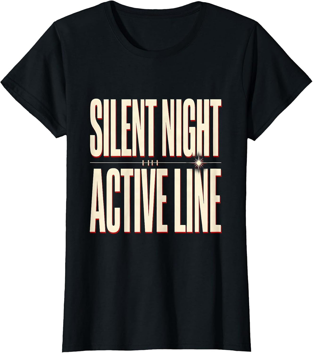 Silent Night Active Line Funny 911 Dispatcher Christmas T-Shirt - Black