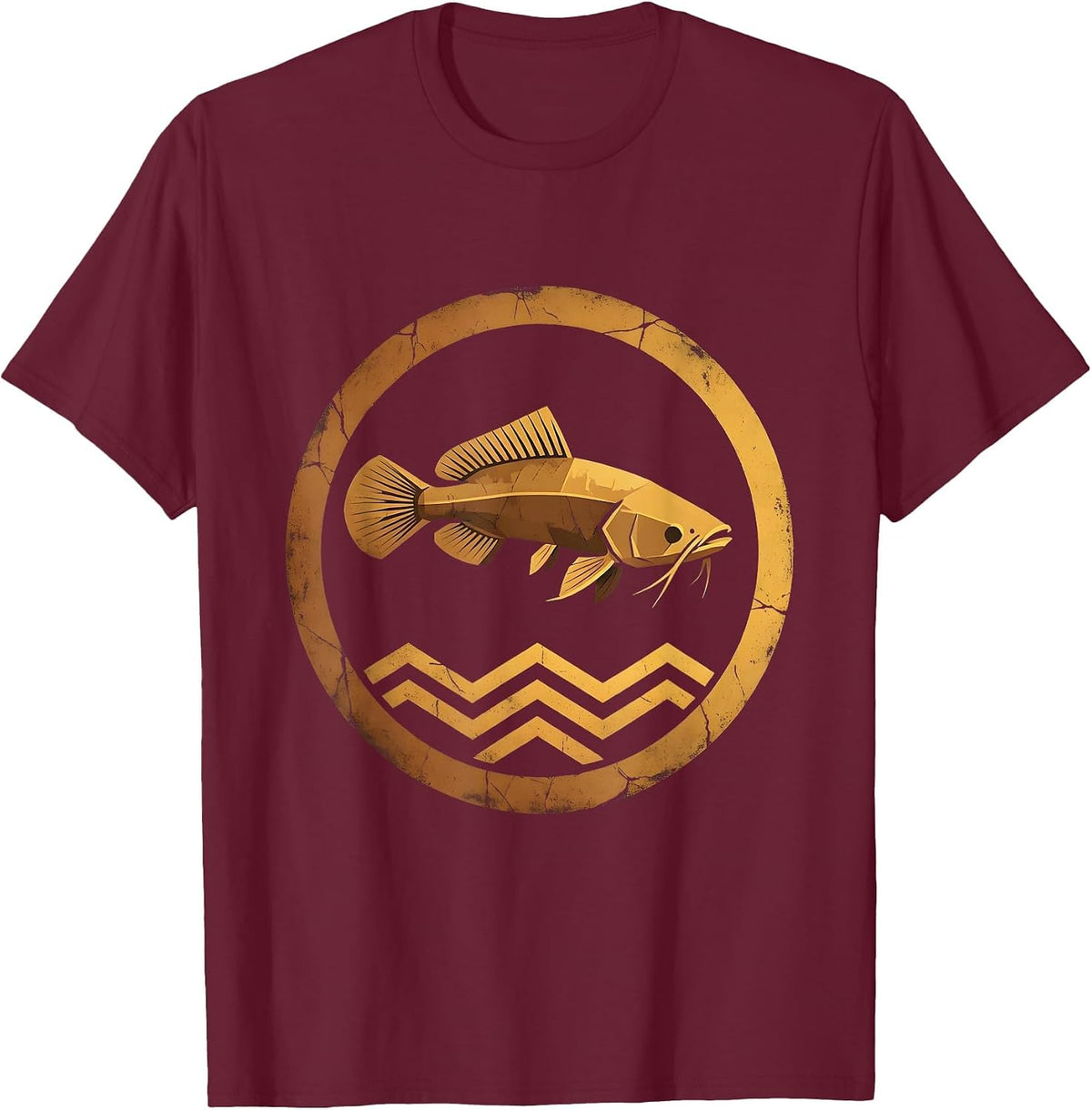 Nebraska River Catfish Leaping From Water T-Shirt - Burgundy