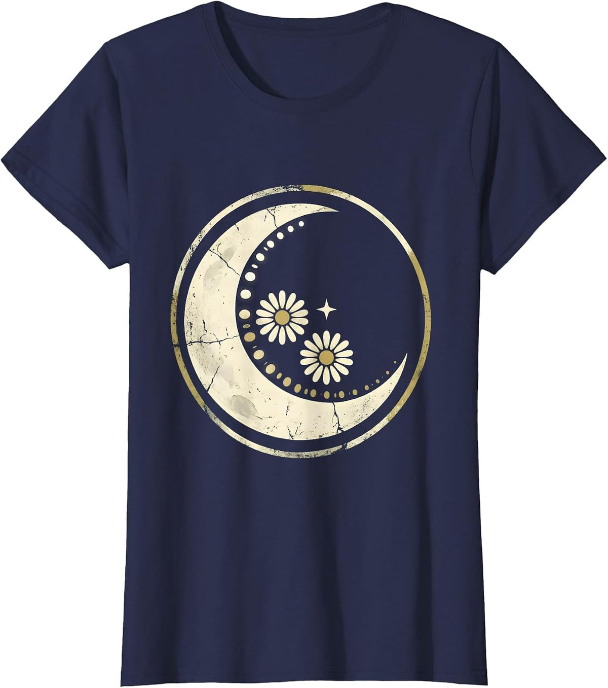 Women's Sealed Moon Phases Boho Celestial Astrology Lover T-Shirt - Navy Blue