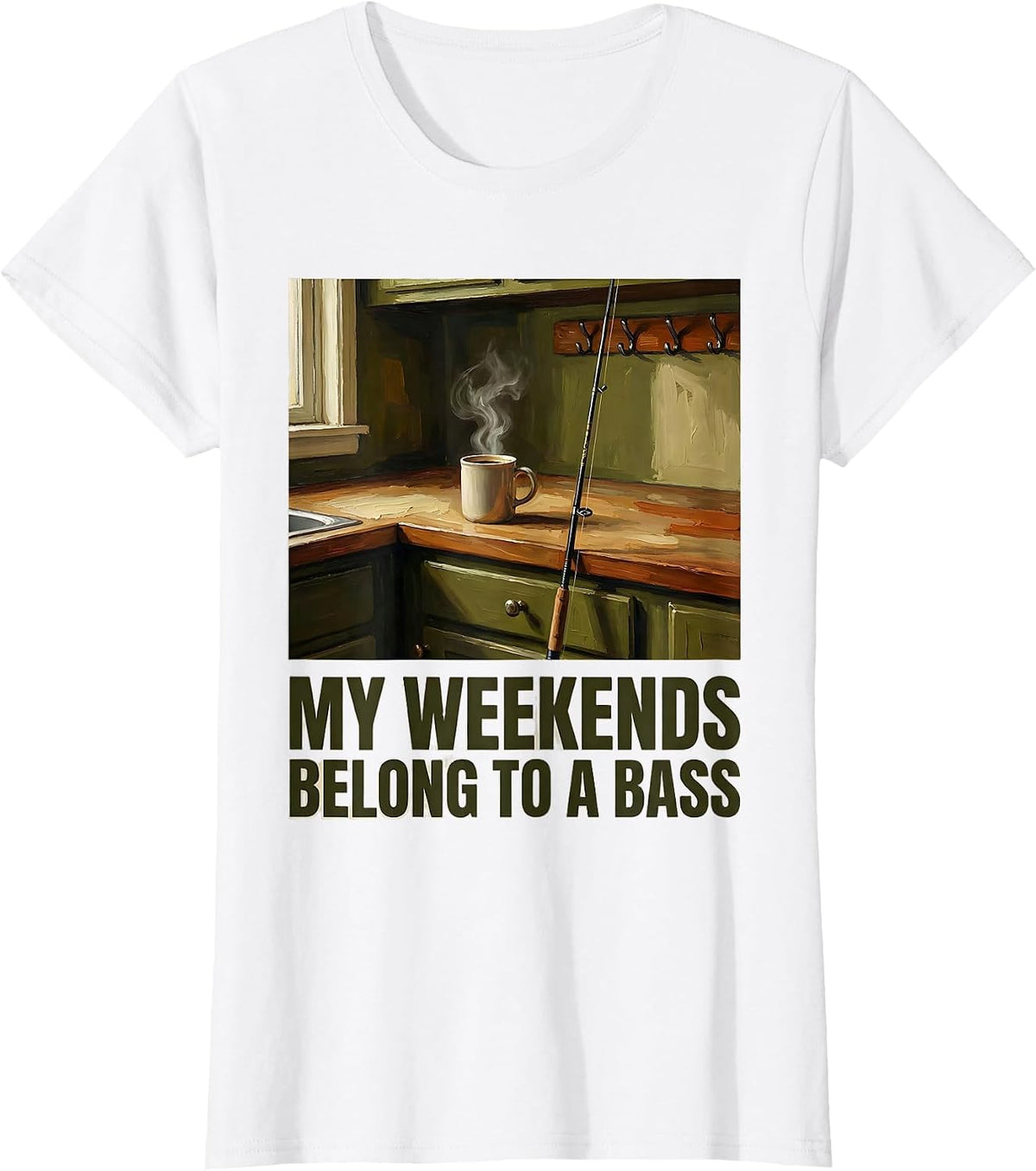 Women's My Weekends Belong To A Bass Funny Fishing Dad Fisherman T-Shirt - White