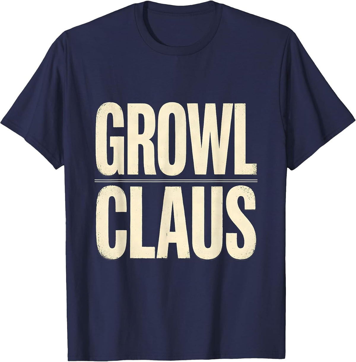 Men's Growl Claus Heavy Metal Rock Santa Christmas Humor T-Shirt - Navy Blue