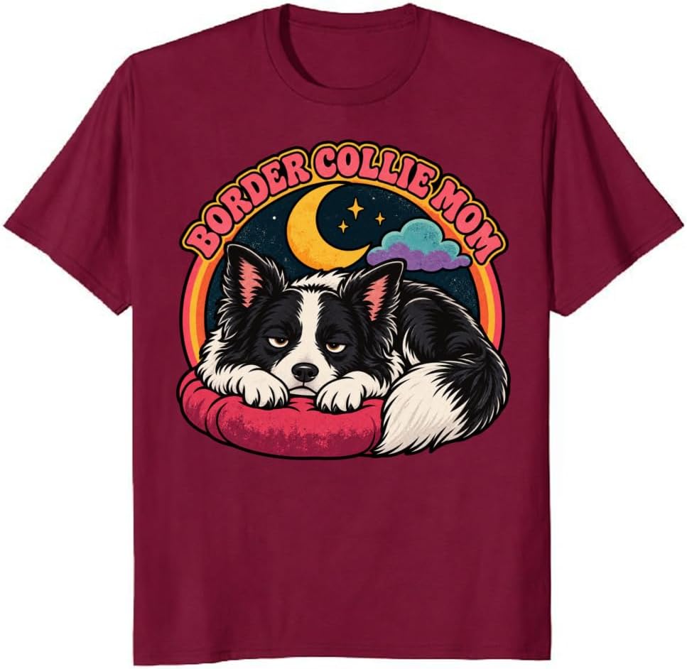 Border Collie Mom T-Shirt Cosmic Crown Dog Crest Graphic Tee - S7