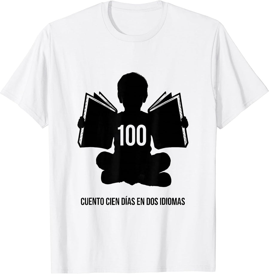 Men's Cuento Cien Días en Dos Idiomas Spanish Teacher 100th Day T-Shirt - White