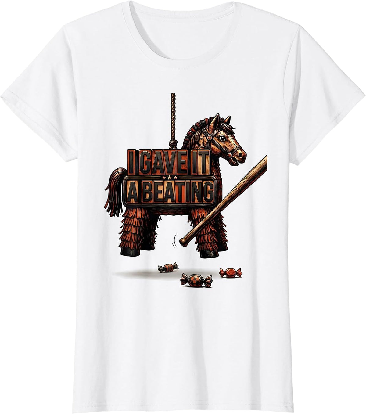 I Gave It A Beating Wood Type Letterpress Cinco De Mayo T-Shirt - White
