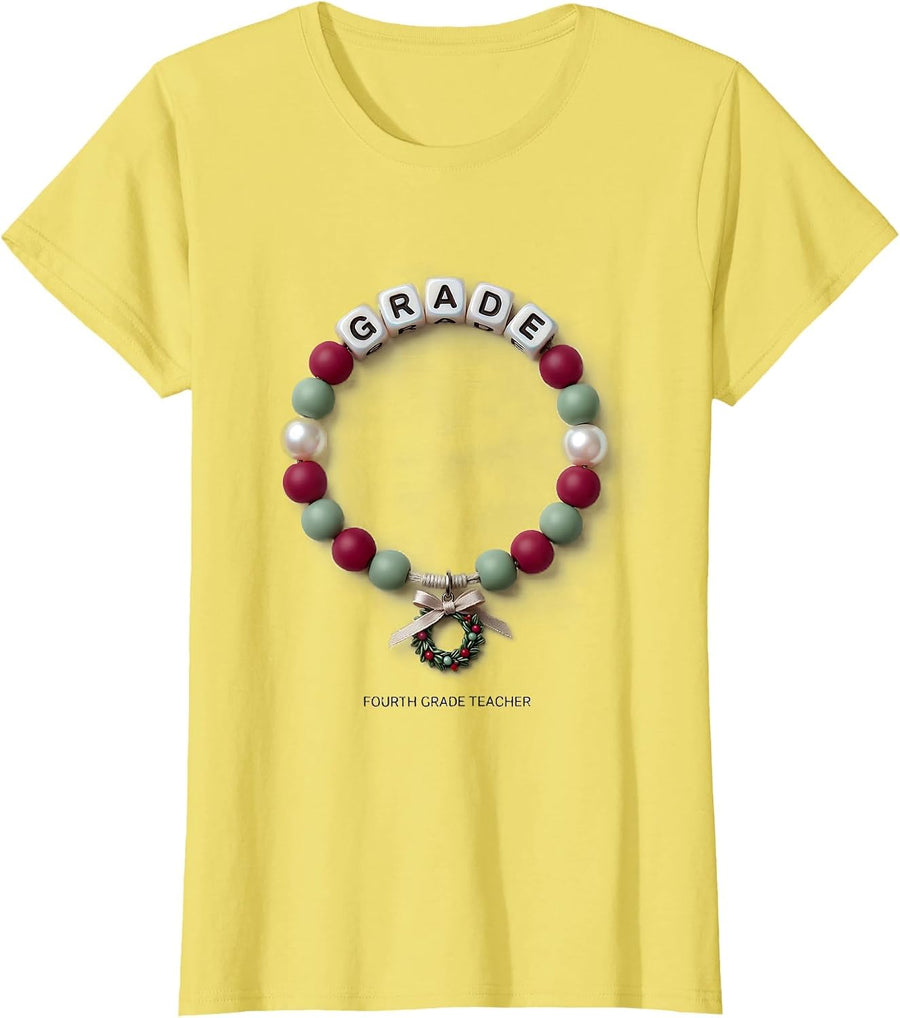 Fourth Grade Teacher Sweet Playful Back to School Gift T-Shirt - Lemon Yellow