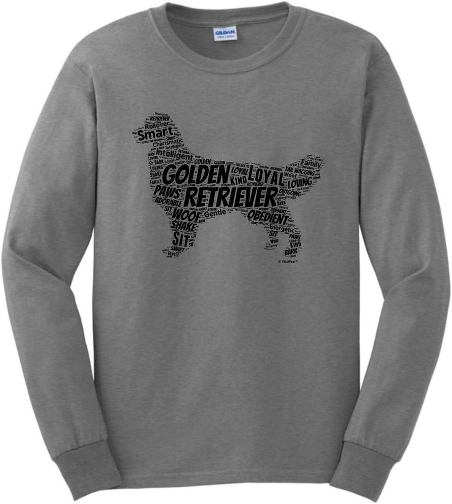 Golden Retriever Word Art Dog Puppy Owner Gift Long Sleeve T-Shirt - Sport Grey