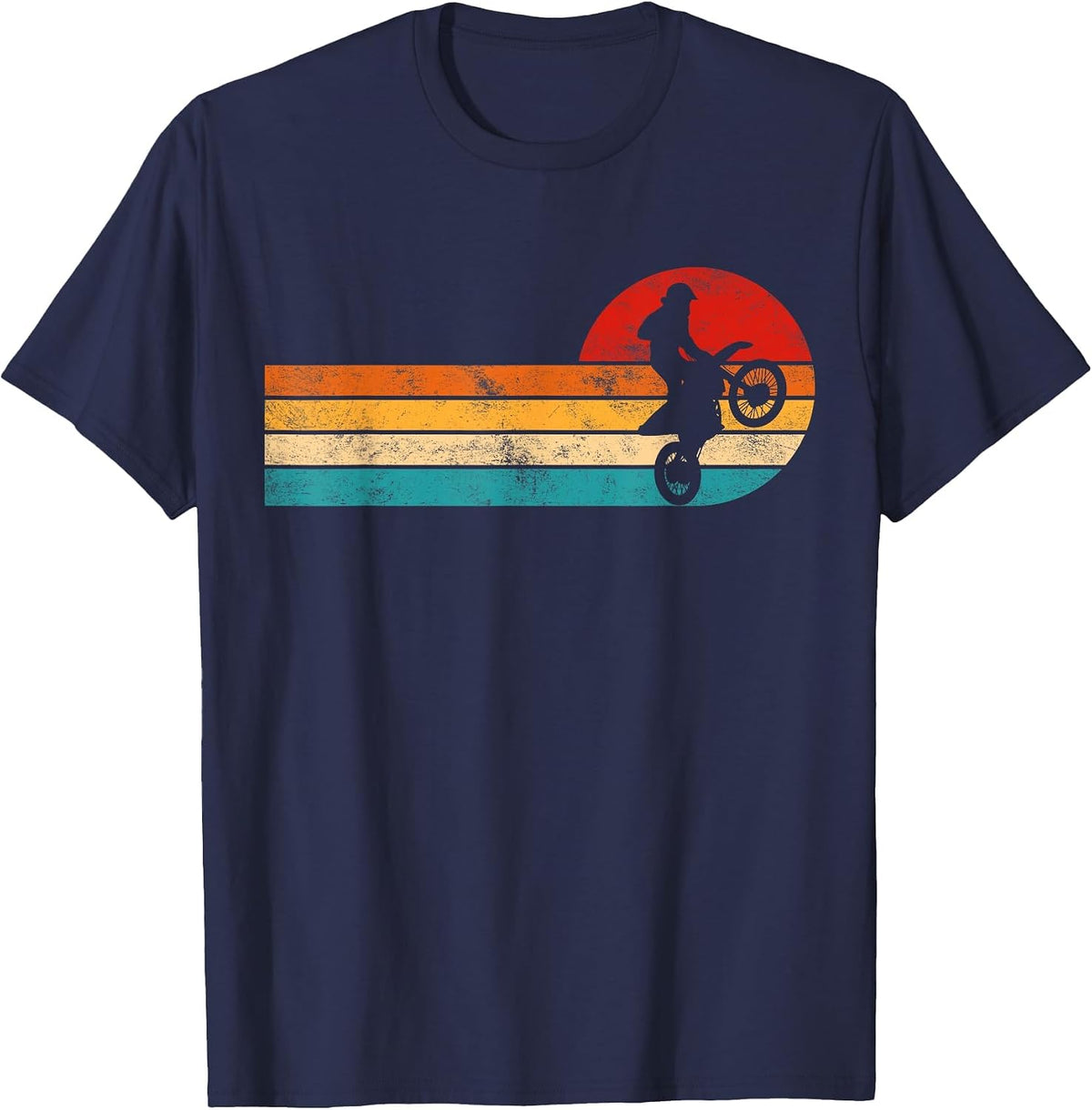 Retro Dirt Bike Motocross Enduro Dirt Biking Boys Rider T-Shirt - Navy Blue