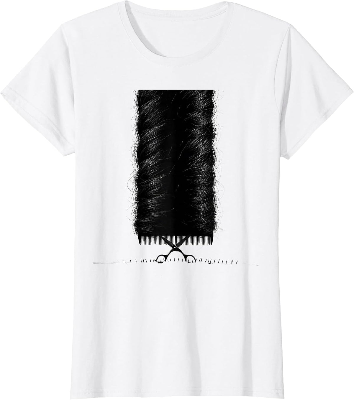 Scissors Cutting Hair Solid Silhouette Hairdresser Humor T-Shirt - White