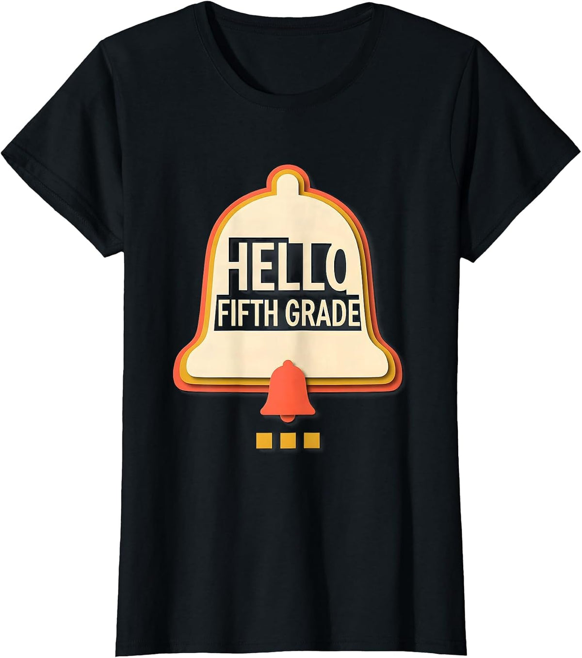 Women's Hello, Fifth Grade Retro Groovy Back To School Teacher T-Shirt - Black