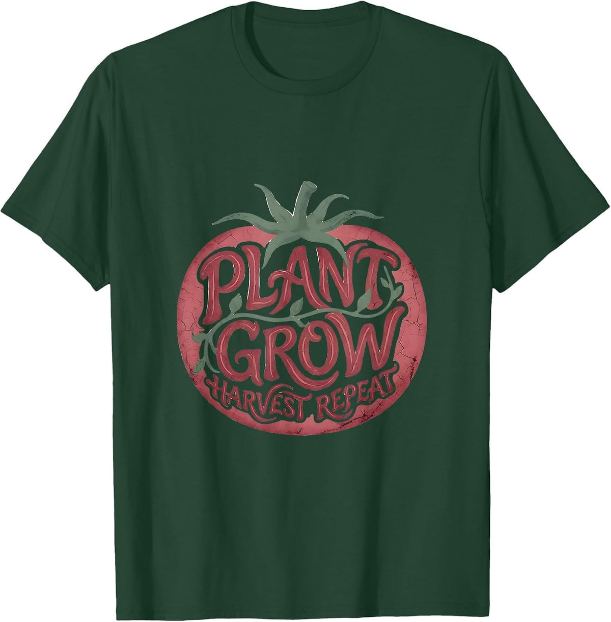 Plant Grow Harvest Repeat Tomato Garden Design T-Shirt - Dark Green