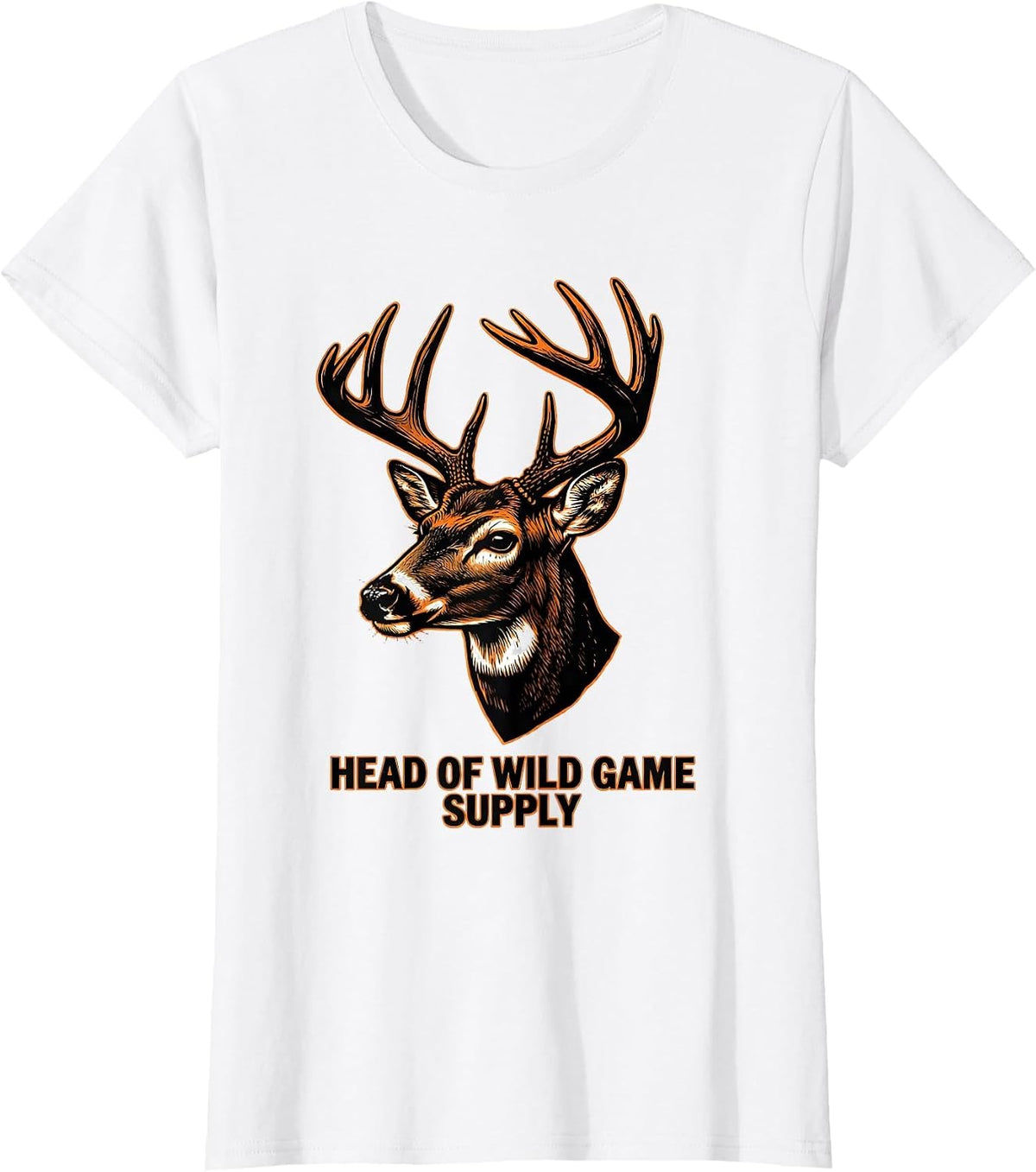 Head Of Wild Game Supply Stencil Graphic Deer Hunter Gift T-Shirt - White