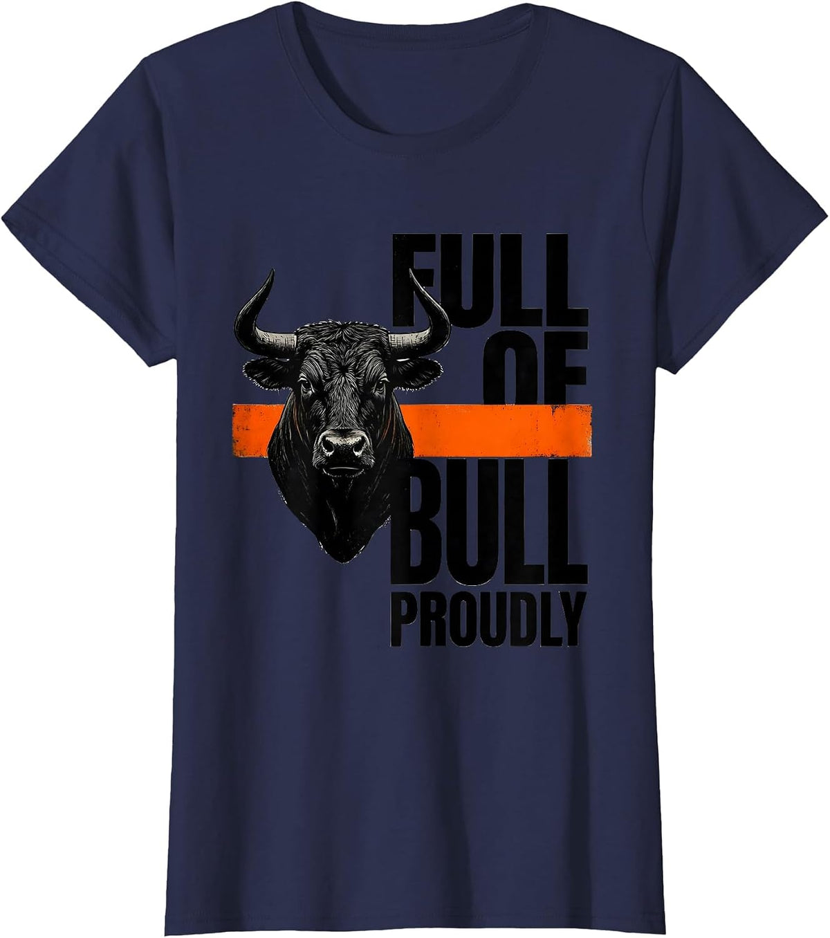 Women's Full Of Bull, Proudly Vintage Western Cowgirl Retro Rodeo T-Shirt - Navy Blue