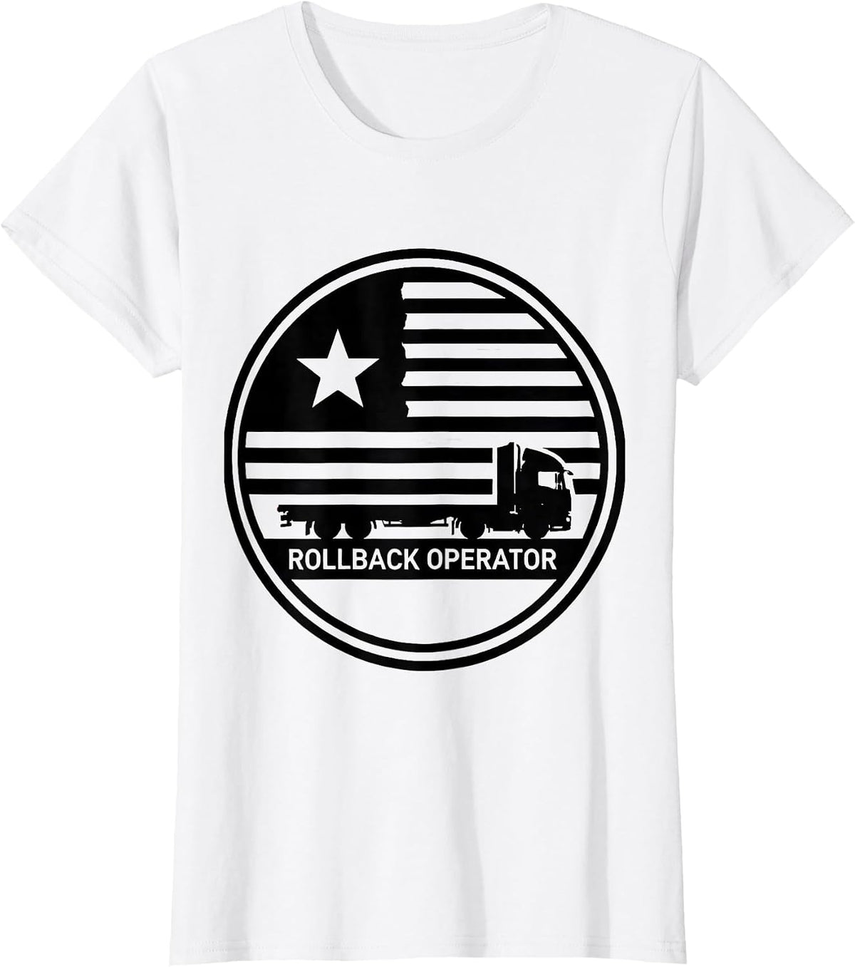 Rollback Operator Patriotic Truck Driver American Flag T-Shirt - White