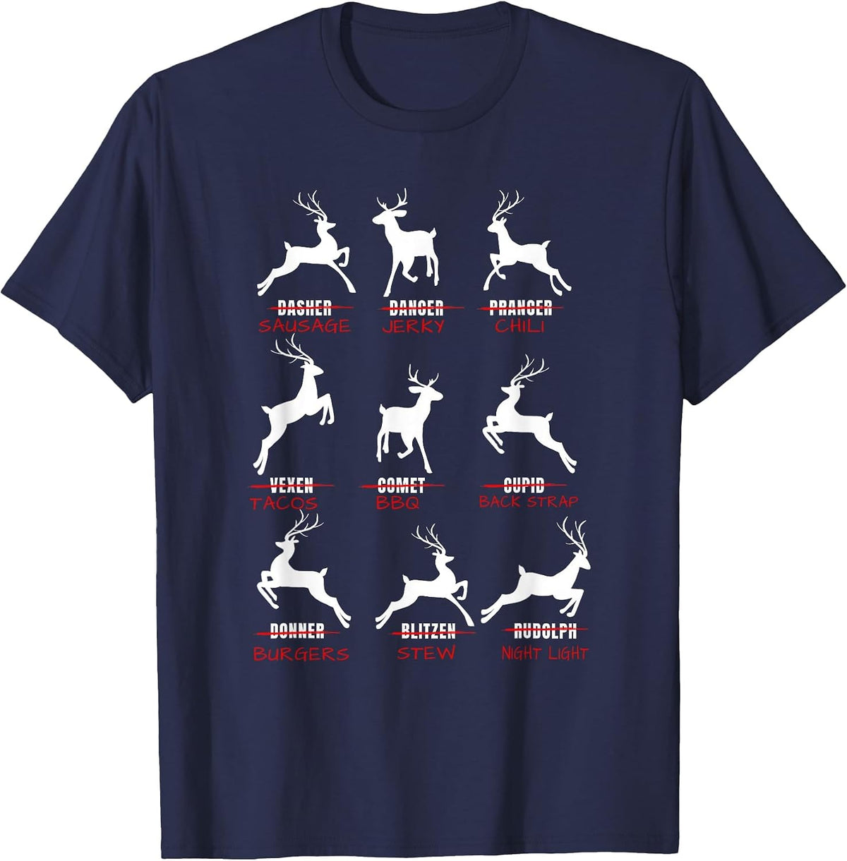 Funny Deer Hunters Reindeer Hunting T-Shirt - Navy Blue