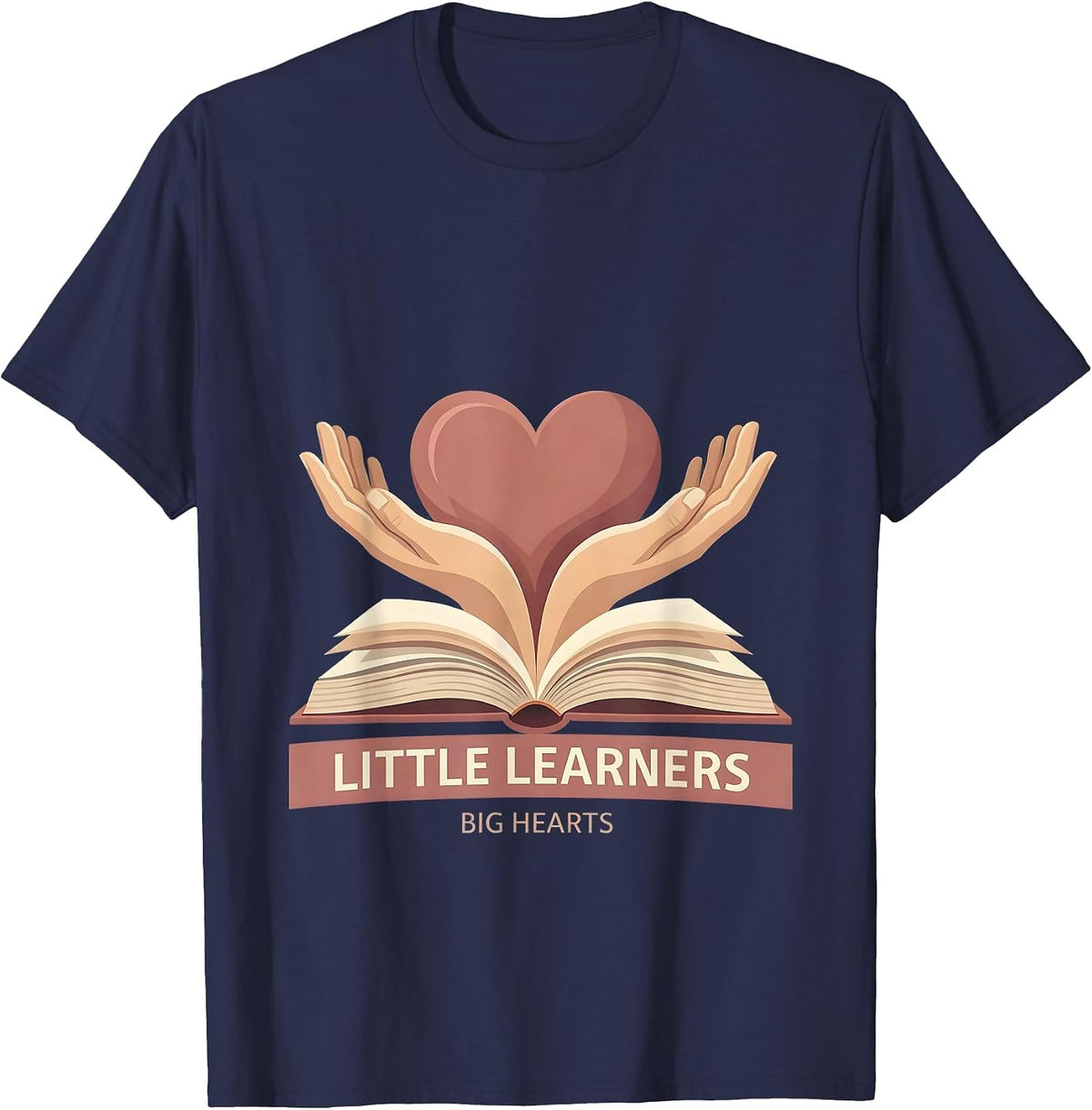 Men's Little Learners Big Hearts Elementary Teacher Design T-Shirt - Navy Blue