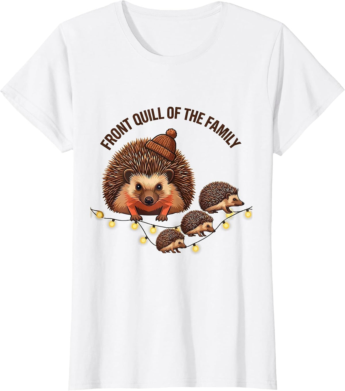 Women's Front Quill Of The Family Cute Hedgehog Christmas Humor Gift T-Shirt - White