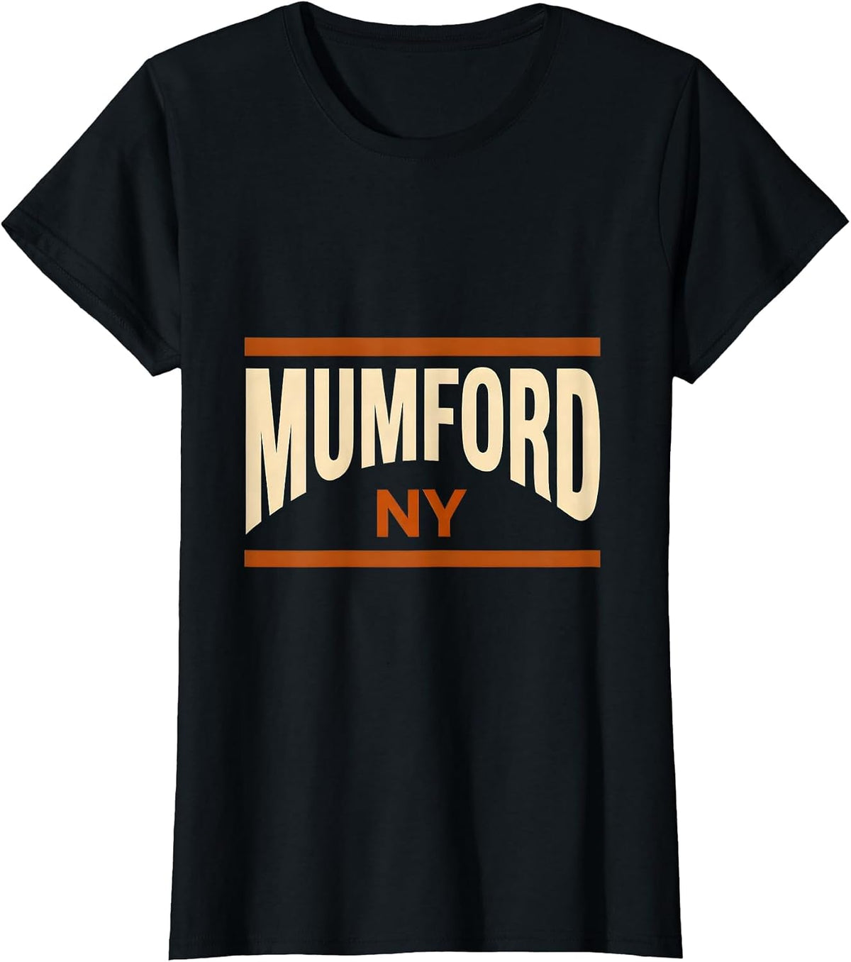 Women's Mumford, NY Vintage Evergreen Sunset Eighties Retro T-Shirt - Black
