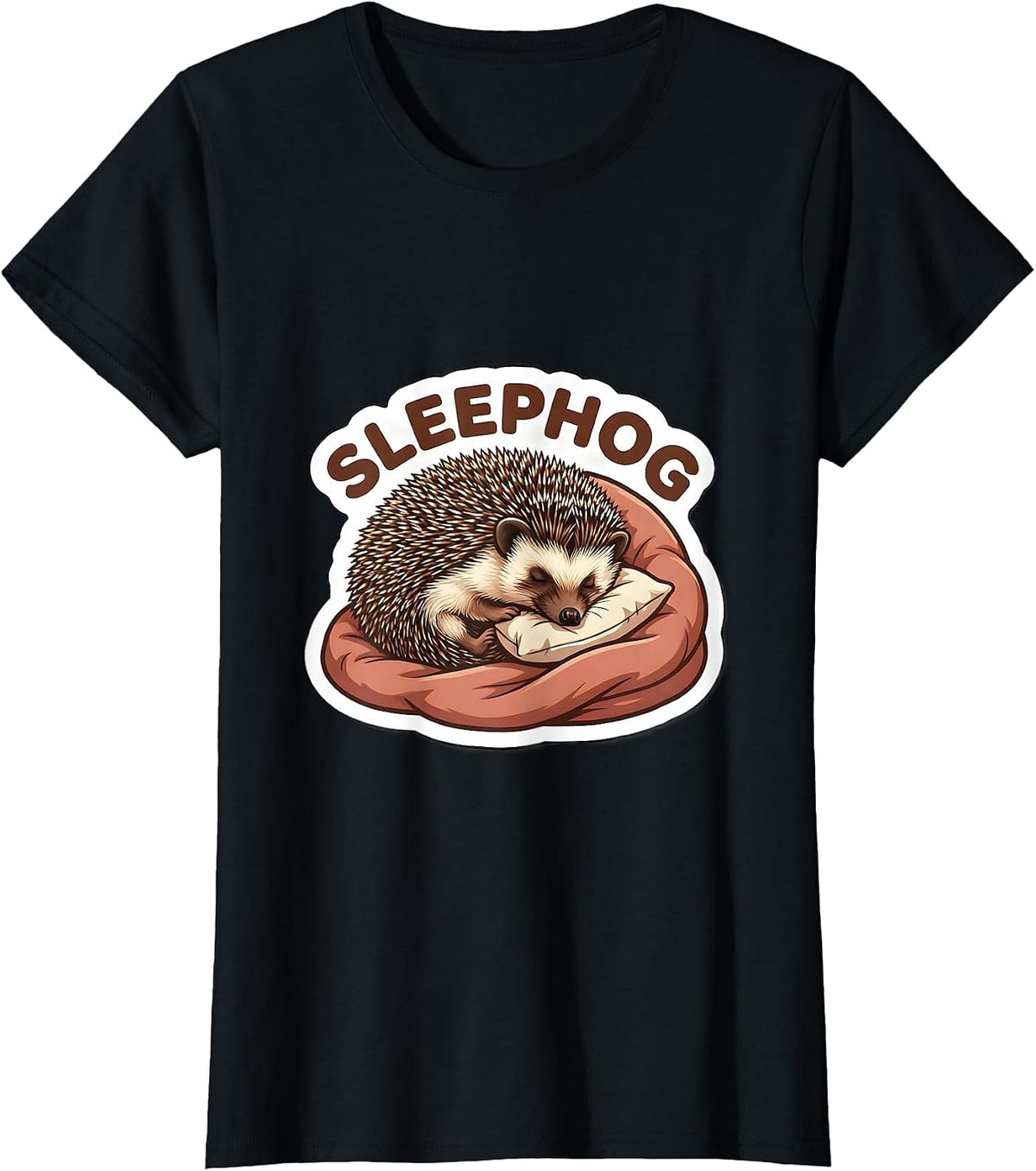 Sleephog Cute Sleeping Hedgehog Animal Lover Humor T-Shirt - Black