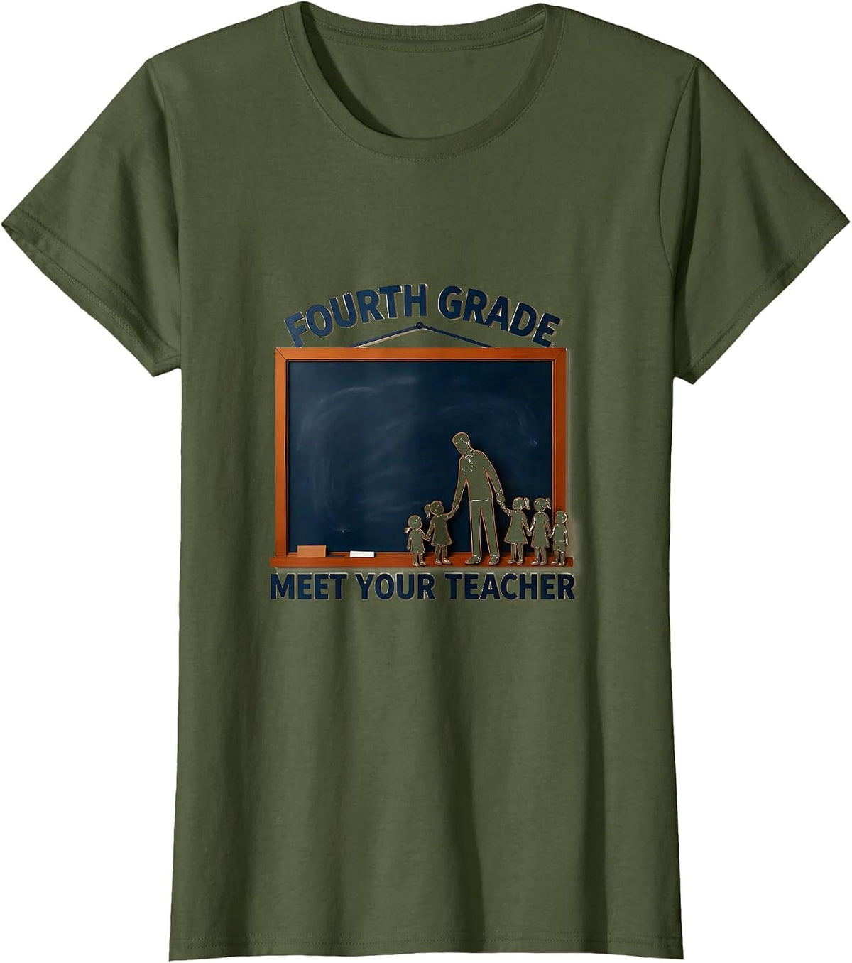 Women's Fourth Grade Meet Your Teacher Funny Teacher Team Back To T-Shirt - Olive Green