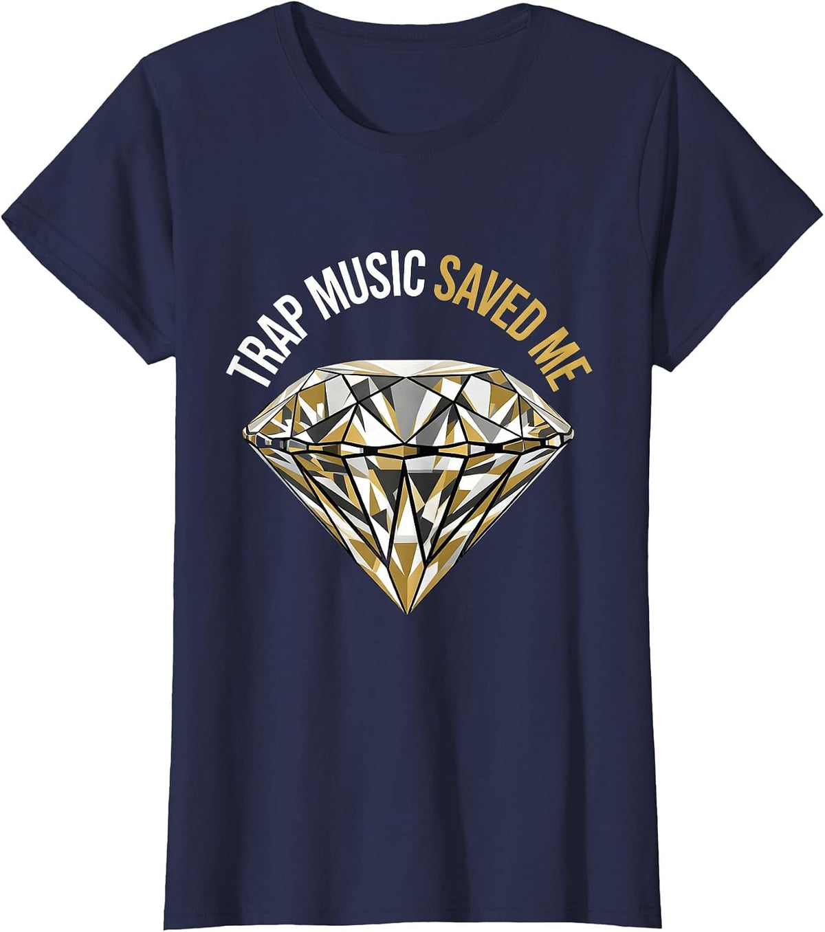 Women's Trap Music Saved Me Hip Hop Graphic Design T-Shirt - Navy Blue