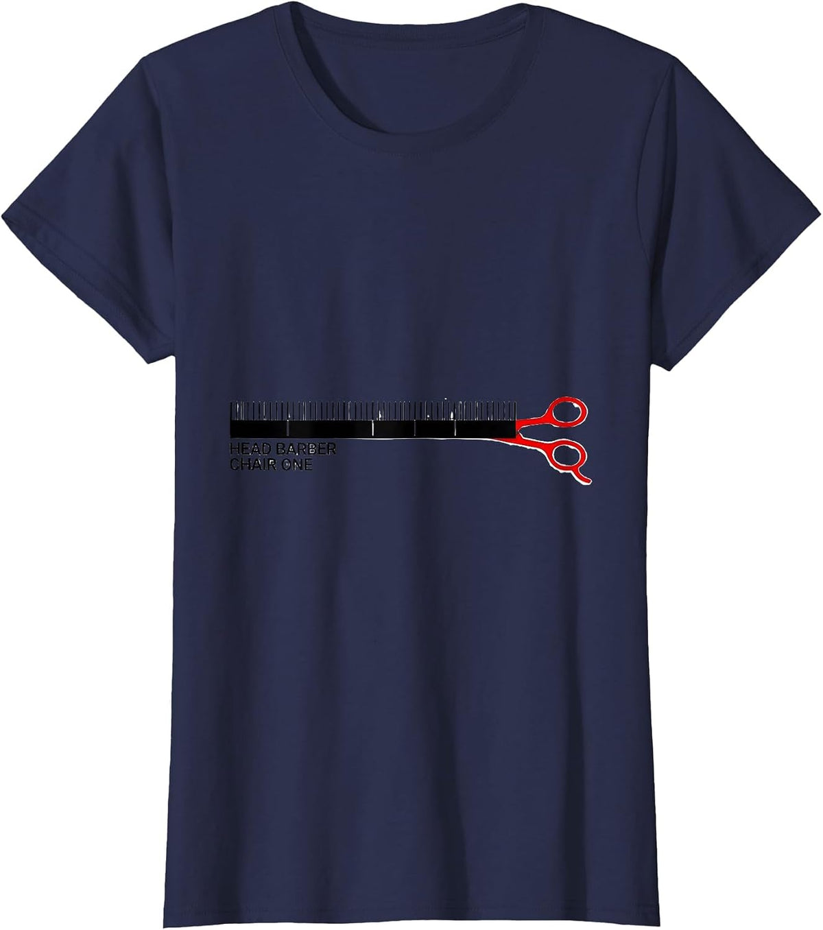 Women's Head Barber Chair One Funny Hairdresser Barber Gift T-Shirt - Navy Blue